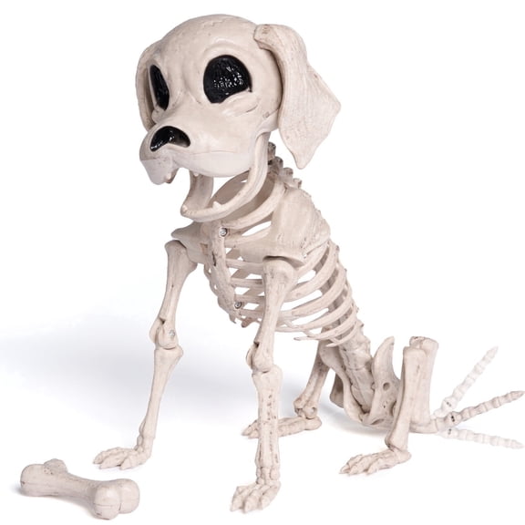 Joyfy 9.8 Inch Halloween Skeleton Dog Skeleton Halloween Decor,Pose-N-Stay Plastic Skeleton Bones with Posable Joints for Hallowmas Decoration Outdoor Haunted House Party