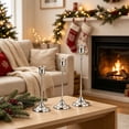 thumbnail image 6 of 3PCS Vintage Silver Taper Candlestick Holders for Table Decor, Tall Sturdy Metal Build, Fits Pillar Candles, Great for Wedding Fireplace & Dining Centerpieces, Ideal Housewarming Gift, 6 of 7
