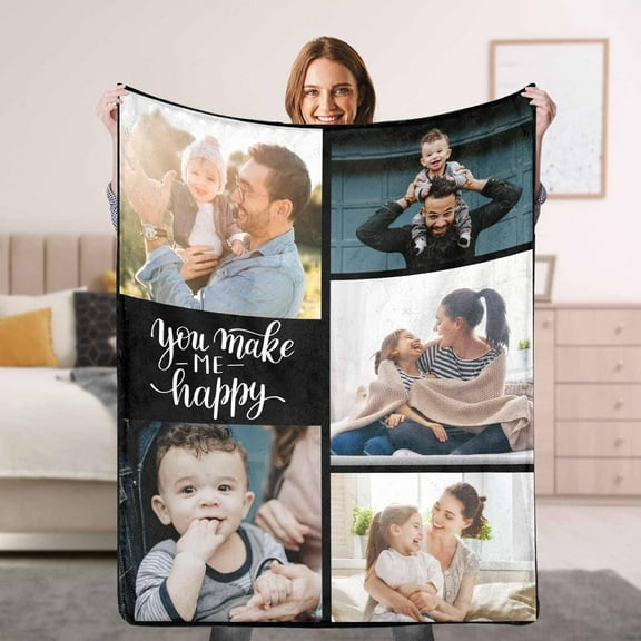 Custom Blankets with Photos, Personalized Picture Throw Blanket, Music Song Style Wedding Anniversary Birthday Customized Gifts for Couples Boyfriend Girlfriend Sister