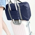 thumbnail image 5 of Solid Color Waterproof Foldable Travel Bag Portable Luggage Bag (Navy Blue), 5 of 7