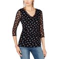 thumbnail image 1 of INC Blusa de malla para mujer, negra, pequeña, 1 of 1