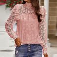 thumbnail image 2 of Gibobby Playera Termica Para Mujer Camiseta holgada informal de manga corta con encaje para mujer, Top de manga larga con temperamento para primavera y verano, 2023（Rosa， M), 2 of 5