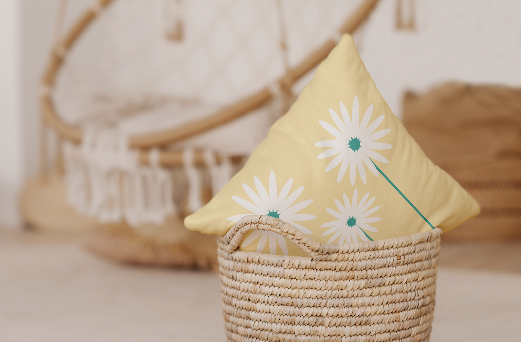 Simply Daisy 16" x 16" Yellow Floral Print Indoor/Outdoor Pillow