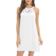 thumbnail image 2 of WBQ Women's Summer Solid Color Sleeveless Halter Neck Beach Party Dress White S-3XL, 2 of 9