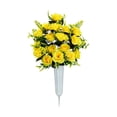 thumbnail image 2 of Artificial Cemetery Flowers for Grave, Realistic UV Resistant Memorial Day Silk Rose Flower with Vase, Cemetery Decorations for Outdoor Honoring Loved Ones, 2 of 6