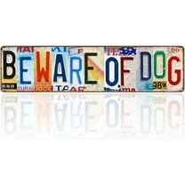 Vintage Beware Of Dog Metal Tin Signs Warning Sign Beware of Dog for Fence, Do Not Enter, Funny License Plate Sign Street Signs Home Wall Decor 16 x 4 Inches