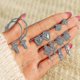 thumbnail image 2 of Juego de Pendientes FNIO para mujer dorado vintage geométricos cruz flores Joyería de moda, 2 of 5
