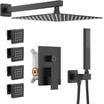 thumbnail image 3 of Bathtub Shower Faucet Set Brushed Gold Push Button Diverter Shower System for people with in Hand Shower  Dual Shower Head with handheld Wall Mount valve trim kit (cartridge Included), 3 of 6