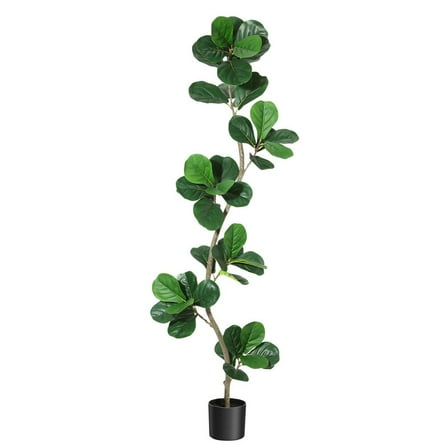 Towallmark 6 FT Artificial Rubber Tree, Faux Potted Plant with Natural Wood Trunk and Lifelike Leaves, Tall Fake Tree for Indoor Outdoor Living Room Office Corner Home Decor