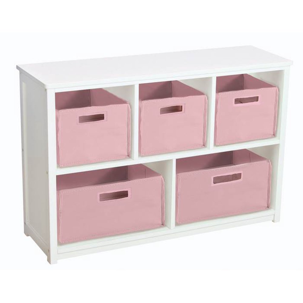 Kids Bookshelf w Baskets in Classic White
