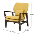 thumbnail image 4 of Mid-century Modern Mustard Club Chair, Soft Fabric, Button Sides, Wooden Frame, 31.6 In W X 25.48 D 32.81 H, 24.13 Lb Fabric Covering, Wood Lbs, 32.81" Height, 4 of 6