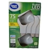 Great Value Glass LED 9 Watts General Purpose Soft White Medium Base Bulbs, 4 count