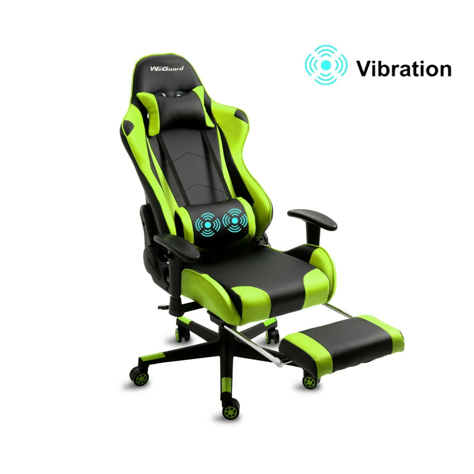 Racing Style Leather Gaming Chair Ergonomic Swivel Computer Office Gaming Chair Green 