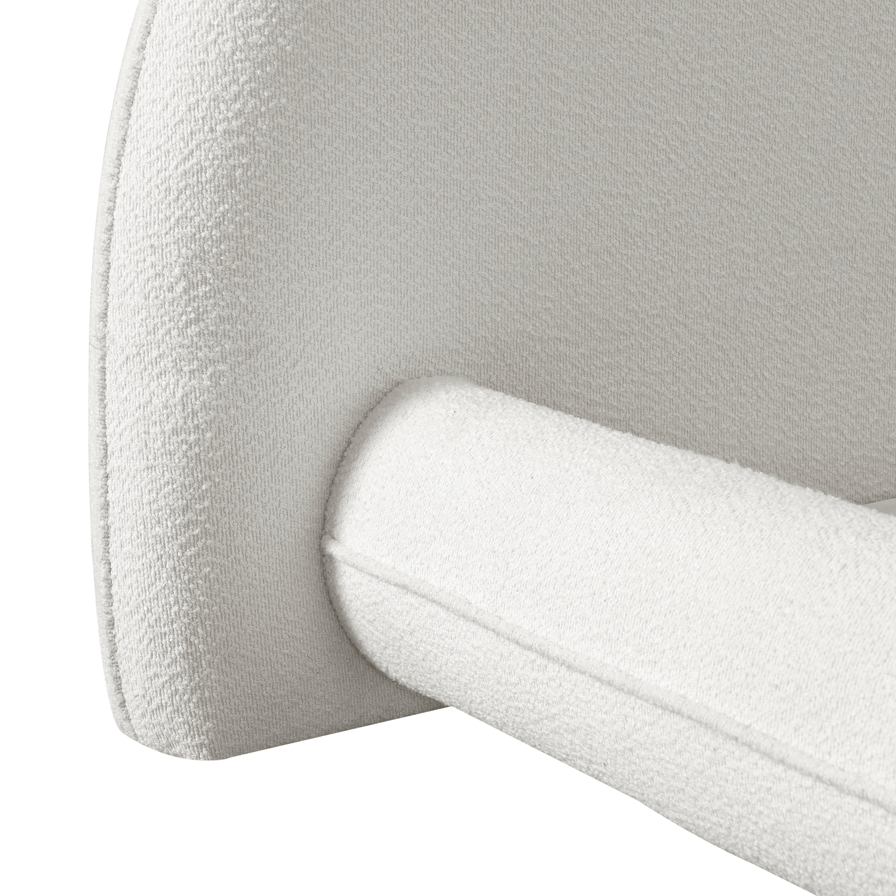 King Size Bed Frame with Soft Boucle Fabric, Curved Thick Padded Headboard, Upholstered Platform Bed for Bedroom, White