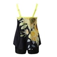 thumbnail image 6 of MGDXOX Women's Bikini Bathing Suits Two Piece Swimsuits Tummy Control Bottom Floral Print Ruffle Tops High Waisted Tankini Sets Yellow L, 6 of 6