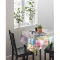 thumbnail image 4 of Easter Suqare Tablecloth - 54 x 54 Inch, Spring Rabbit Eggs Flowers Leaves Grey Plaid Waterproof & StainResistant Tablecloth, Washable Oil-proof Table Cover for Dining/Party/Wedding/Camping/Buffet, 4 of 9