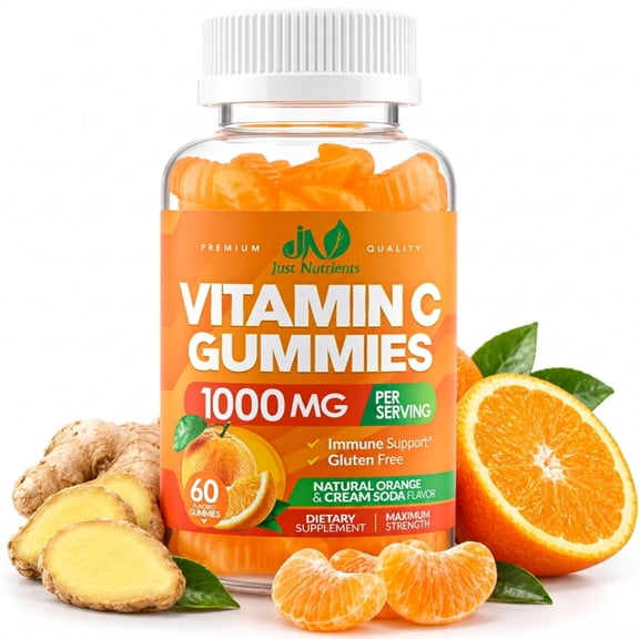 Vitamin C 1000mg Gummies with Zinc & Herbal Extracts – Immune Support for Adults & Kids – 60 Gummies