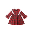 thumbnail image 2 of Cute Toddler Baby Girls Christmas Xmas Plaid Clothes Long Sleeve Lace Tutu Party Romper Dress Xmas Outfits, 2 of 6