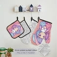 thumbnail image 5 of 5 Pcs Kitchen Set Heat Resistant Oven Mitts and Non-Slip Pot Holders with Adjustable Cooking Apron Cute Girl Holding Bunny, 5 of 6