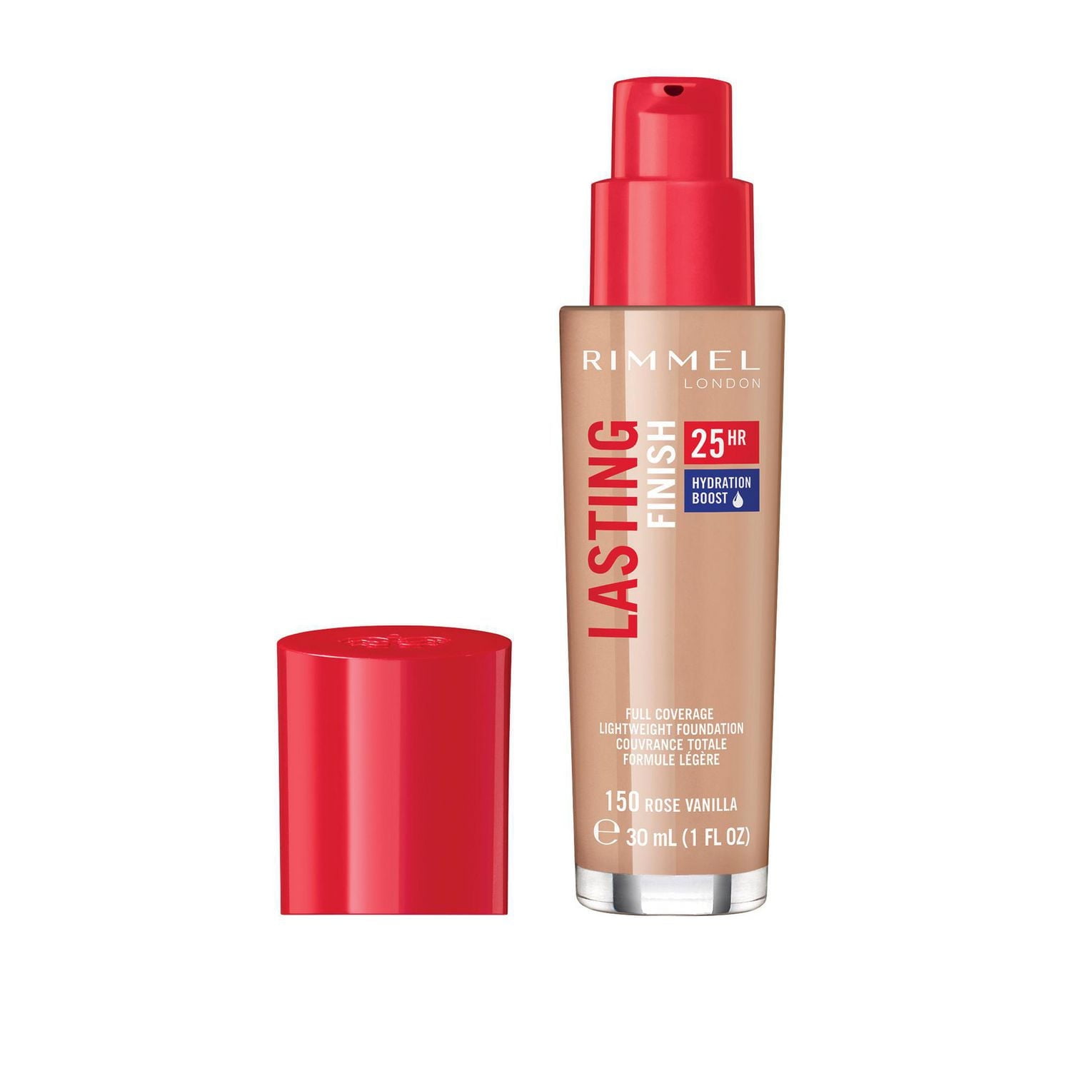 Rimmel Lasting Finish 25HR Foundation, With Vitamin E, comfort serum for instant hydration, Sweat-proof and transfer-proof, 100% Cruelty-Free, Long lasting coverage