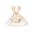 thumbnail image 1 of Bmnmsl Baby Romper Dress with Mesh Stitching One Letter Print One-Peices, 1 of 6