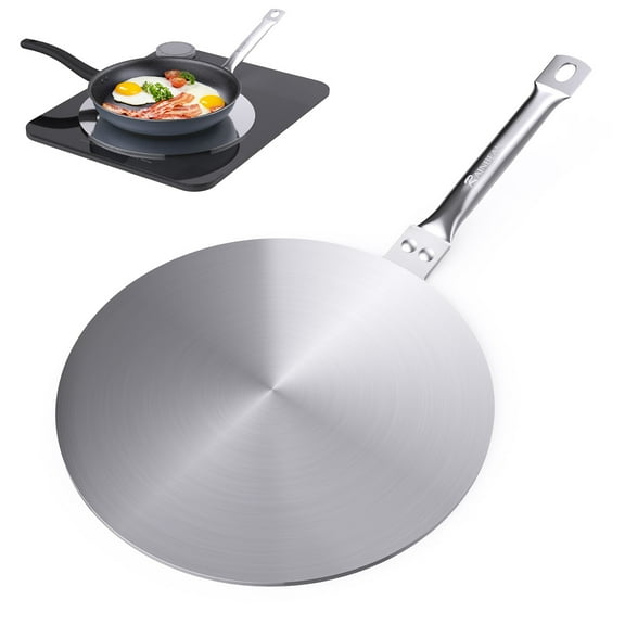 9.25Inch Heat Diffuser Simmer Ring Plate, Stainless Steel with Handle, Induction Adapter Plate for Gas Stove Glass Cooktop Converter, Flame Guard Induction Hob Ring Plate