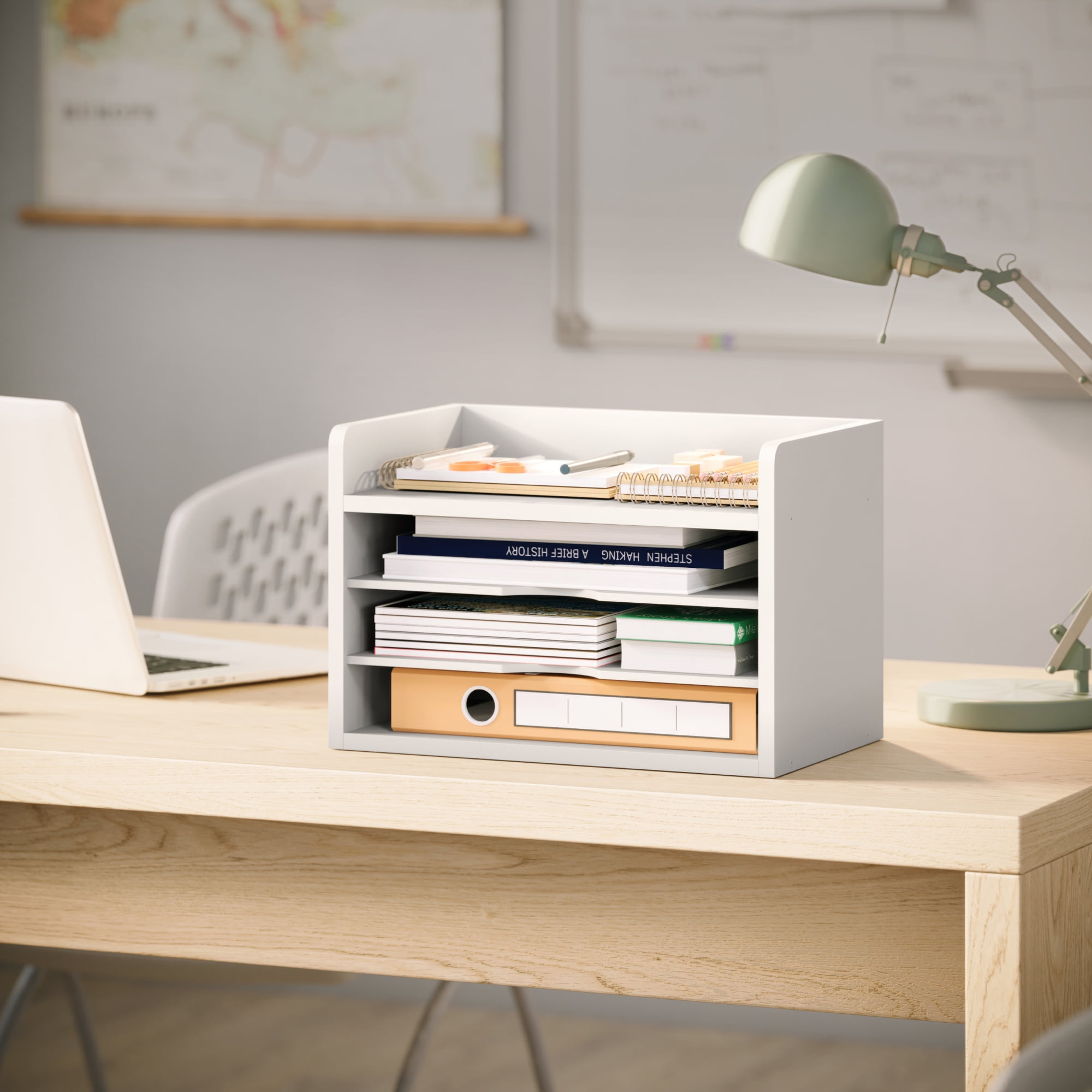 Ballucci 4-Tier Paper Organizer, Office Desk Organizer, Document Mail Sorter, White