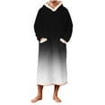 thumbnail image 6 of Afuyipoi Men Fleece Gradient Casual Hooded Pocket Pullover Long Sleeve Bathrobe Night Robe, With Pockets Long Sleeve Soft Gradient Hooded Bathrobe White S, 6 of 6