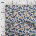 thumbnail image 2 of oneOone Silk Tabby Blue Fabric Asian Floral Sewing Material Print Fabric By The Yard 42 Inch Wide, 2 of 4