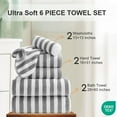 thumbnail image 2 of Jessy Home 6 Piece Light Gray Bath Towel Set for Bathroom-2 Bath Towels,2 Hand Towels,2 Washcloths Soft and Plush Highly Absorbent Towel for Hotel & Spa, 2 of 7