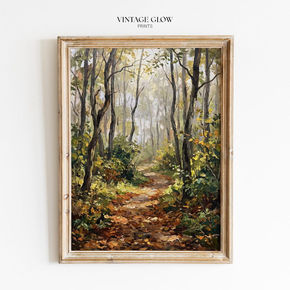 Misty Morning Forest Path Wall Art Print Ethereal Autumn Woodland Nature Seasonal Entryway And Gallery Wall Decor