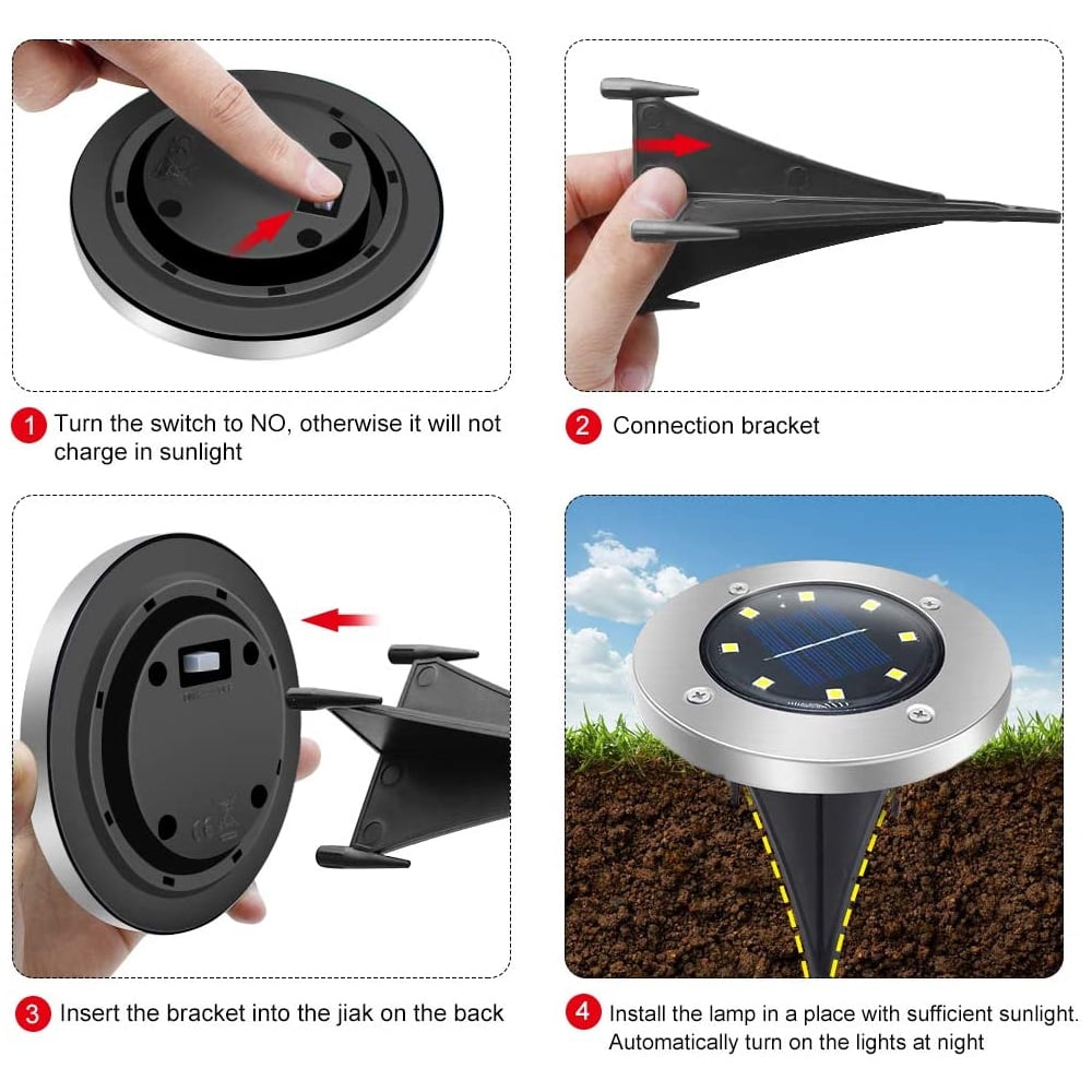 12 Pack Solar Lights Outdoor, Disk Lights Solar Powered, Outdoor in-ground Solar Lights for Landscape, Walkway, Lawn, Steps Decks, Pathway Yard Stairs Fences, LED lamp, Waterproof(White)