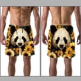 thumbnail image 3 of luoweisi Men's Beach Shorts Quick Dry Swim Trunks with Mesh Lining Panda Sunflower S, 3 of 5