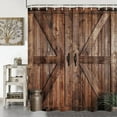 thumbnail image 3 of Rustic Barn Door Shower Curtain Set for Bathroom, Farmhouse Arts Bathroom Decor Curtains, Vintage Countryside Wood Board Waterproof Fabric Bath Curtains with Hooks 72x72 inch, 3 of 6