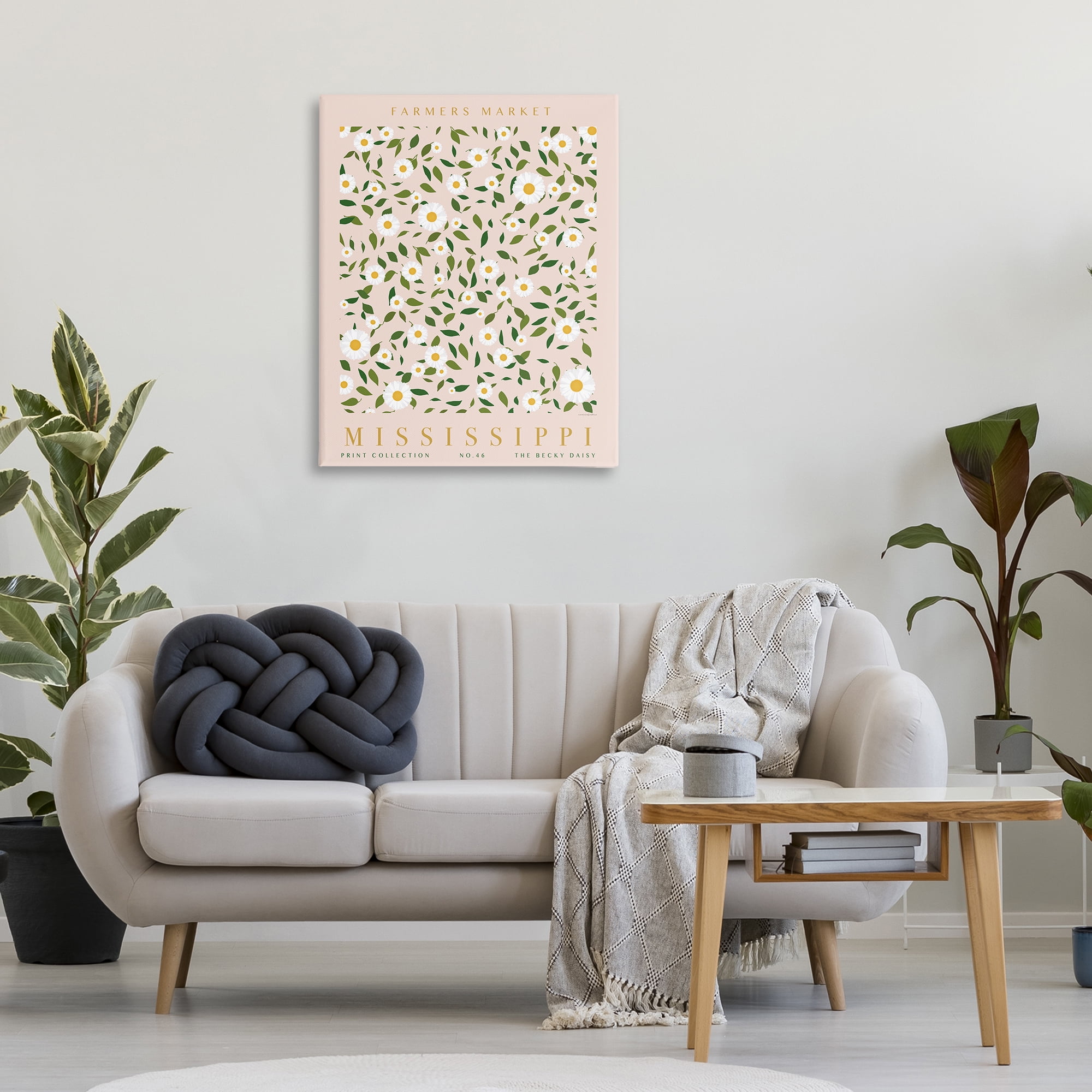 Stupell Industries Mississippi Daisy Pattern Typography Painting Gallery Wrapped Canvas Art Print Wall Art, 30 x 40
