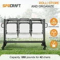 thumbnail image 5 of Jocisland Folding Chair Rack, Holds 12 Tables or 42 Chairs with 30 Pcs Covers, 550 lbs Capacity, Heavy-Duty Cart with Wheels, Glossy Black, 5 of 10