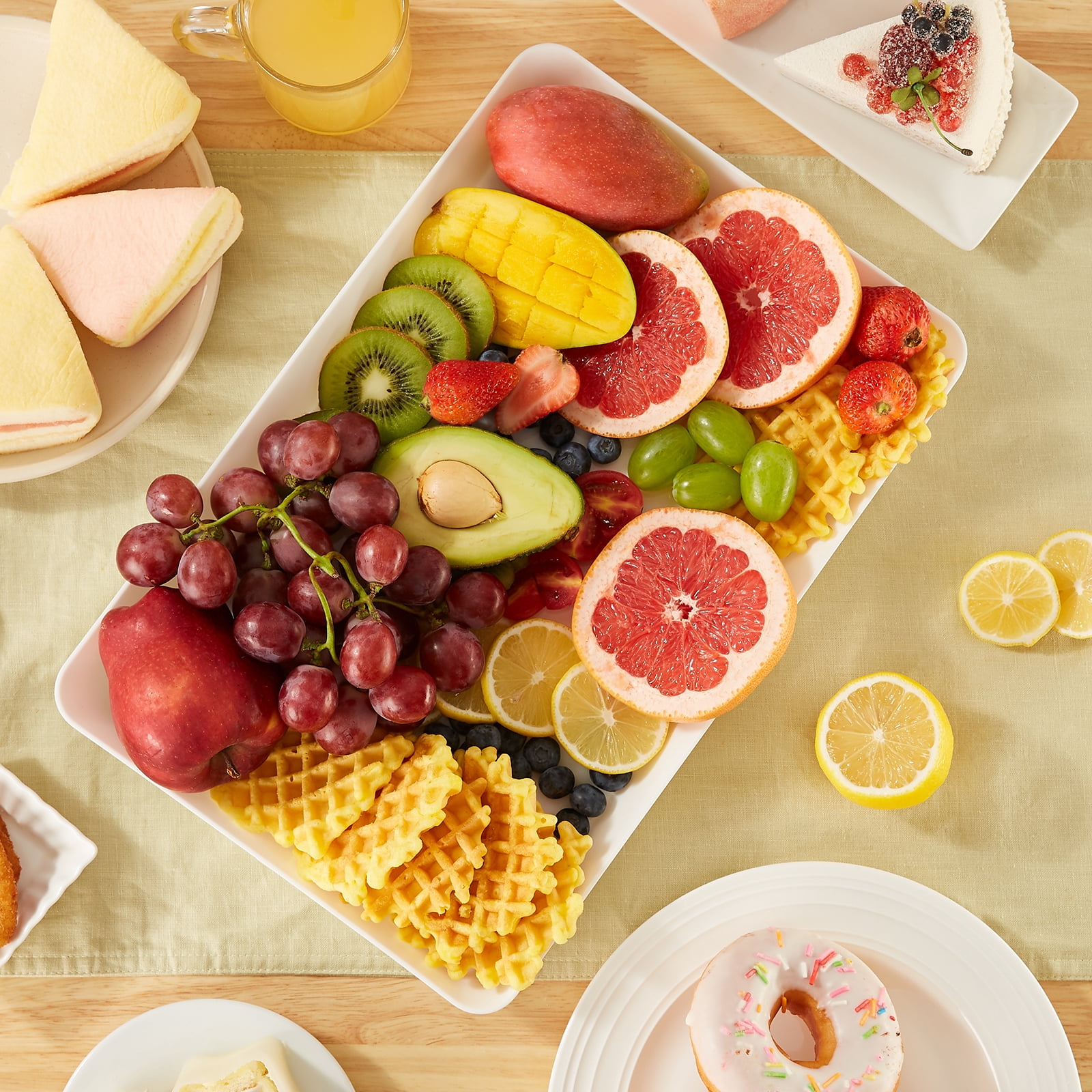 Lifewit 3 Pack Plastic Serving Trays for Party, 15" x 10" Plastic Serving Platters for Party, Serving Trays Platters, White