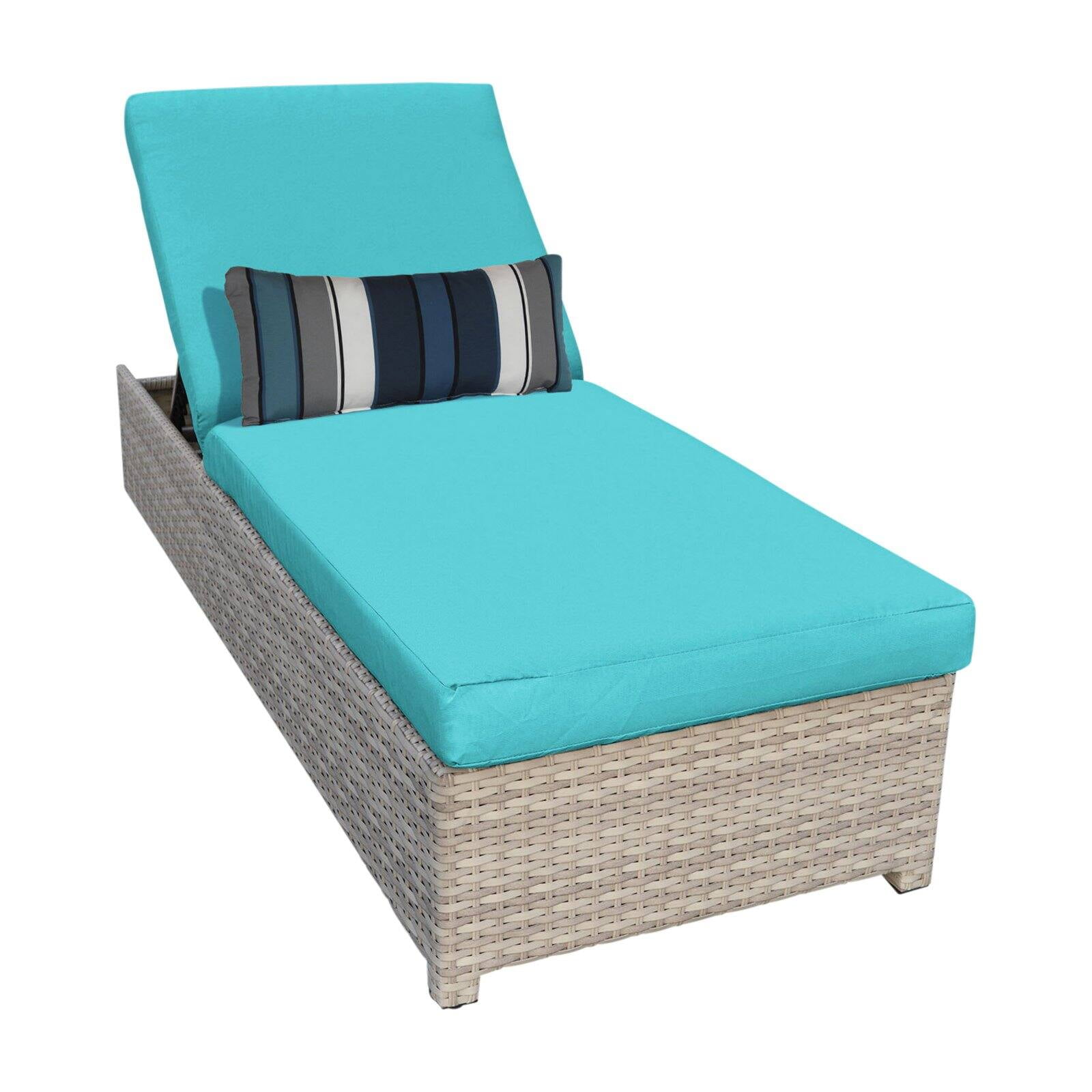 TK Classics Fairmont Wheeled Wicker Outdoor Chaise Lounge Chair