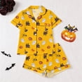 thumbnail image 2 of RMGVDSD Womens Pajama Sets Halloween Pajamas Lapel Short Sleeve Top and Shorts Sleepwear Button Down Loungewear Nightwear, 2 of 9