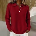 thumbnail image 2 of WTXUE Women's Buttoned Polo Knit Sweater Comfortable Soft Long Sleeve Shirt Fall Fashion Tops Relaxed Fit Tunic Dressy Casual Pullover Sweater Clothes Cute Trendy Work Outfits Red S, 2 of 7