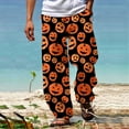 thumbnail image 3 of HCURIBAD Baggy Pants, Pants for Men Men's Casual Pants Halloween Pumpkinhead Beach Pants with Pockets 2024 New, Halloween Pants, Halloween Pajamas, (Clearance) E M, 3 of 5