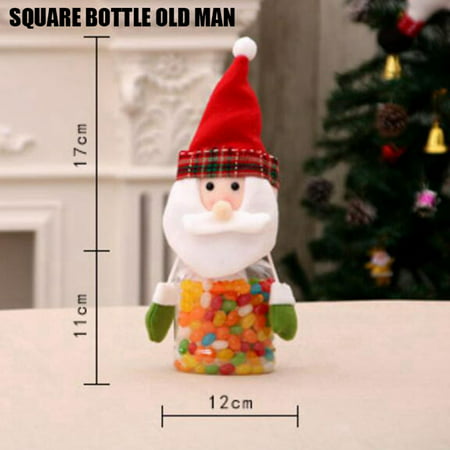Christmas Candy Box Jar Lovely Plastic Santa Elk Snowman Sweet Sugar Decor