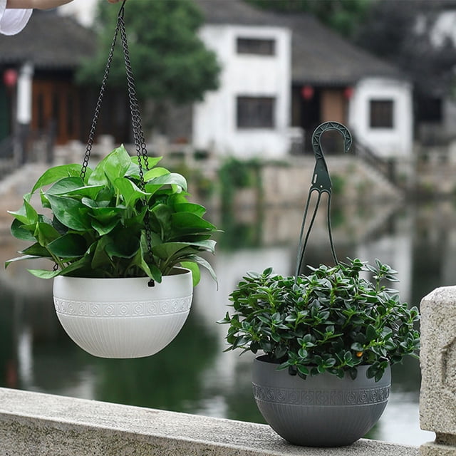 maskred 2pieces Garden Hanging Flower Pot For Indoor And Outdoor Planting Not Easy Black 1Set