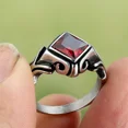 thumbnail image 4 of HIJONES Men's Women's Stainless Steel Rhombus Arrow Gemstone Ring Punk Gothic Personalized Hip Hop Band Jewelry Red Size 11, 4 of 6