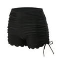 thumbnail image 5 of Clearance! Hontri Bikini Bottoms Women's Solid Corrugated High Waisted Lace Drawstring Beach Swimming Trunks Bathing Suit Bottoms Swimsuit Bottoms Black,L, 5 of 9