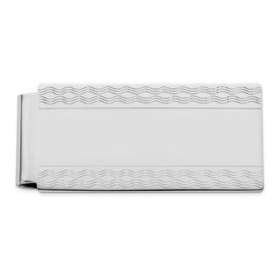 Rhodium-plated Patterned Edge Hinged Money Clip
