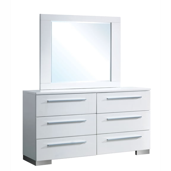 Ibiza Contemporary White Dresser and Mirror