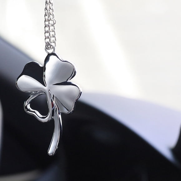 HEALEEP Cute Car Ornament Four Leaf Clover Silver Hanger for Auto Decoration 1Pcs