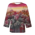 thumbnail image 7 of Levmjia Womens Tops Vintage Boho Floral Printed 3/4 Sleeve T Shirt Loose Casual Round Neck Blouse Pullover Polyester Comfortable All Season, 7 of 7