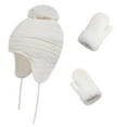 thumbnail image 2 of Visland Kids Knitted Hat Glove Set, Fashion Casual Solid Color Cute Pompom Thick Soft Cozy Winter Head Ear Hand Warm Winfproof Mitten Ear Muff Beanie Skull Cap with Chin Strap for Daily Wear, 2 of 7